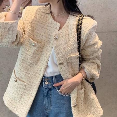 FA49118# 法式复古气质小香风花呢精致外套 服裝批發女裝批發服飾貨源