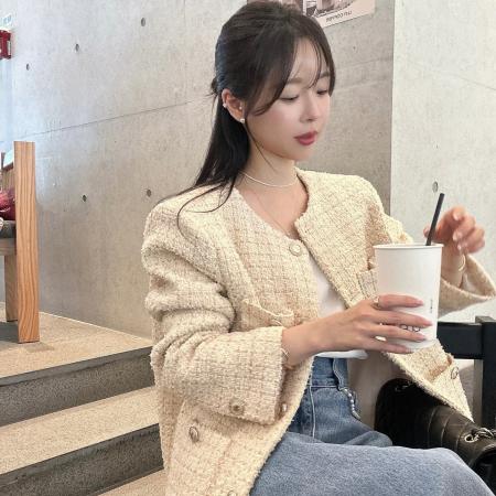 FA49118# 法式复古气质小香风花呢精致外套 服裝批發女裝批發服飾貨源