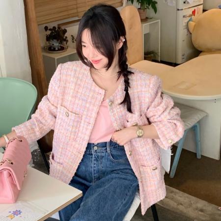 FA49118# 法式复古气质小香风花呢精致外套 服裝批發女裝批發服飾貨源