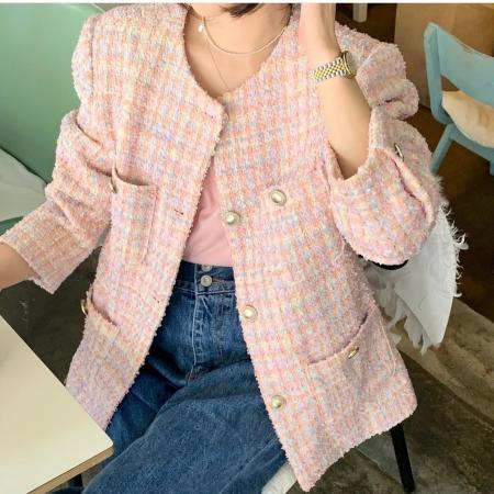 FA49118# 法式复古气质小香风花呢精致外套 服裝批發女裝批發服飾貨源