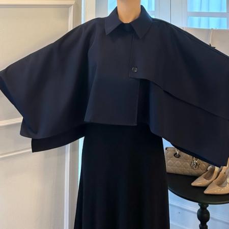 FA49120# 复古气质设计款尖领斗篷披风外套 服裝批發女裝批發服飾貨源