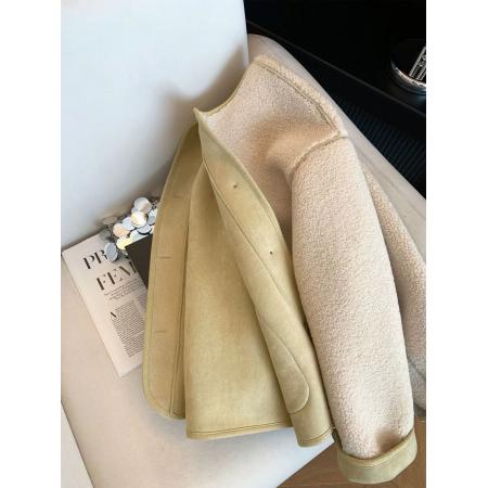 FA49132# 双面绒加绒加厚短外套女小香风摇粒绒秋冬休闲百搭高级感休闲大衣 服裝批發女裝批發服飾貨源