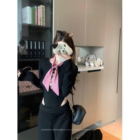 FA49140# 设计感修身显瘦连体衣女内搭长袖打底衫上衣秋 服裝批發女裝批發服飾貨源