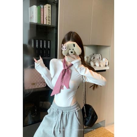 FA49140# 设计感修身显瘦连体衣女内搭长袖打底衫上衣秋 服裝批發女裝批發服飾貨源