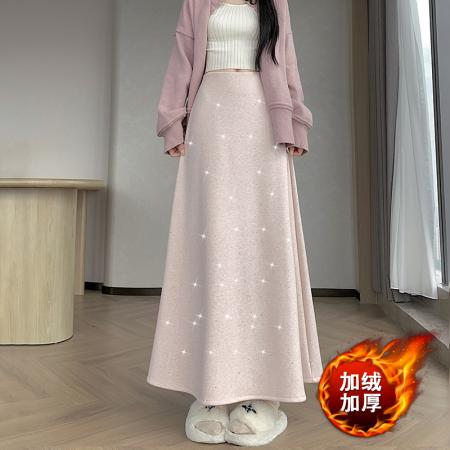 FA49142# 冬新款网红羊绒毛呢半身裙气质拼接中长鱼尾裙加绒半身裙 服裝批發女裝批發服飾貨源