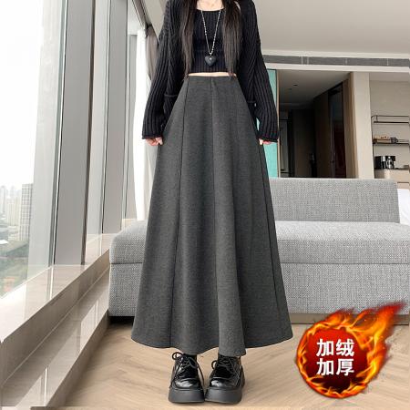 FA49145# 冬新款网红羊绒毛呢半身裙气质拼接中长鱼尾裙加绒半身裙 服裝批發女裝批發服飾貨源