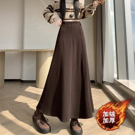 FA49145# 冬新款网红羊绒毛呢半身裙气质拼接中长鱼尾裙加绒半身裙 服裝批發女裝批發服飾貨源