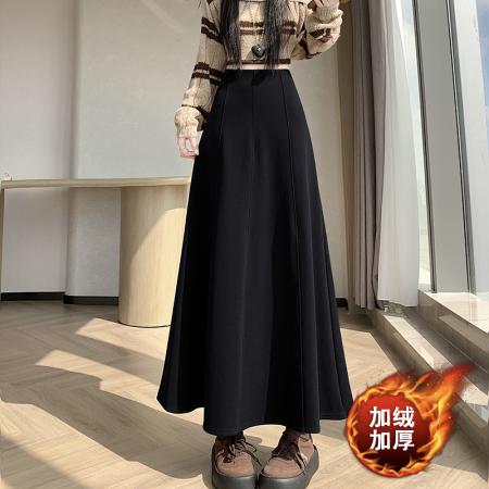 FA49145# 冬新款网红羊绒毛呢半身裙气质拼接中长鱼尾裙加绒半身裙 服裝批發女裝批發服飾貨源