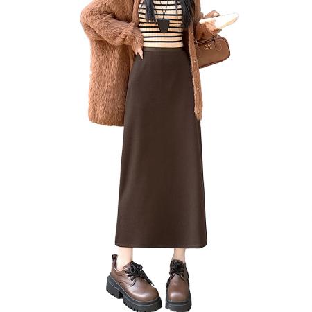 FA49146# 新版冬羊毛呢气质A字裙中长开叉包臀裙半身裙 服裝批發女裝批發服飾貨源