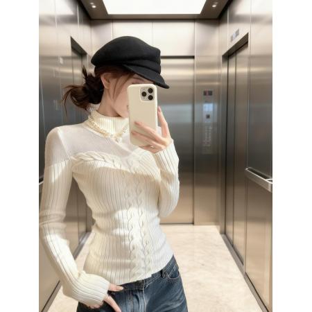 FA49161# 秋冬收腰显瘦镂空麻花套头毛衣女内搭打底针织衫 服裝批發女裝批發服飾貨源