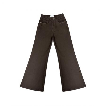 FA49176# 咖啡微喇叭牛仔裤女秋冬新款水洗高腰显瘦显高喇叭裤子 服裝批發女裝批發服飾貨源