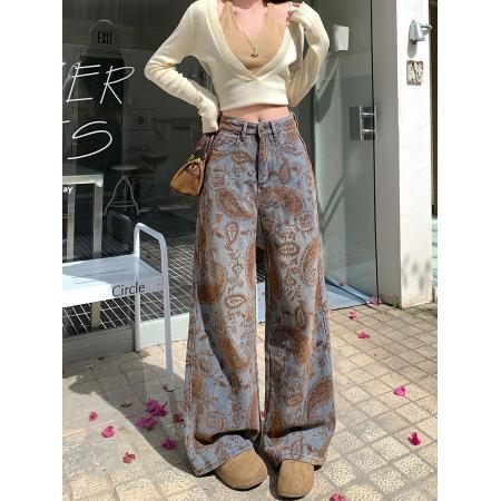 FA49182# 冬季复古时尚休闲裤雪尼尔女高腰显瘦阔腿裤拖地裤直筒 服裝批發女裝批發服飾貨源