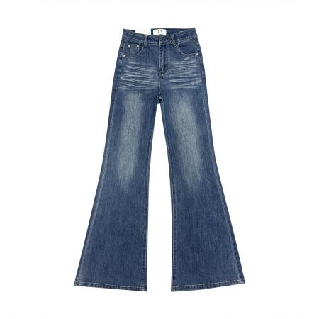 FA49187# 不贴腿高腰微喇牛仔裤女秋季宽松弹力百搭休闲喇叭拖地长裤 服裝批發女裝批發服飾貨源