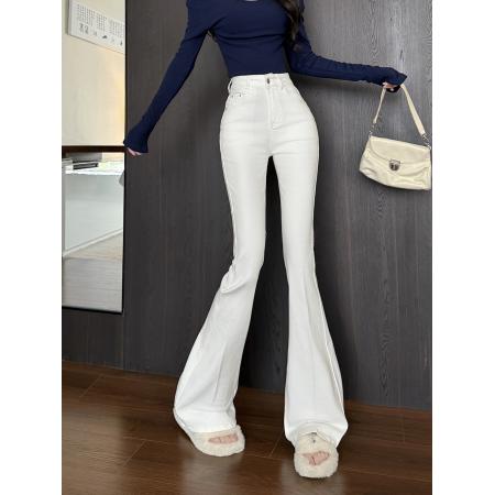 FA49193# 简约百搭微喇牛仔裤女秋季新款高腰弹力显瘦拖地长裤潮 服裝批發女裝批發服飾貨源