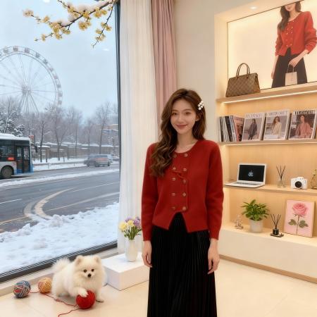 FA49194# 巨好看高级感穿搭一整套装红色毛衣针织裙子女秋冬季新款 服裝批發女裝批發服飾貨源