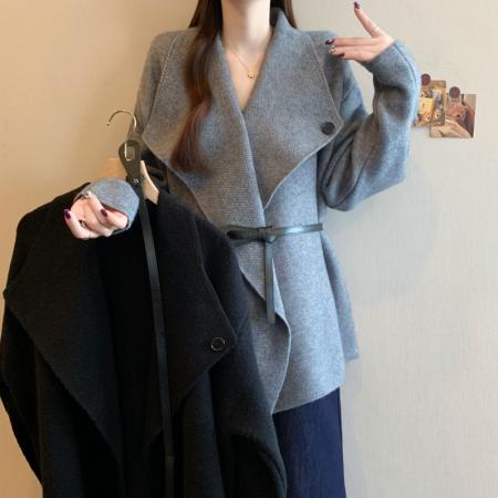 FA49195# 大码女装秋冬胖MM气质大翻领毛衣显瘦遮肉超好看针织开衫外套 服裝批發女裝批發服飾貨源