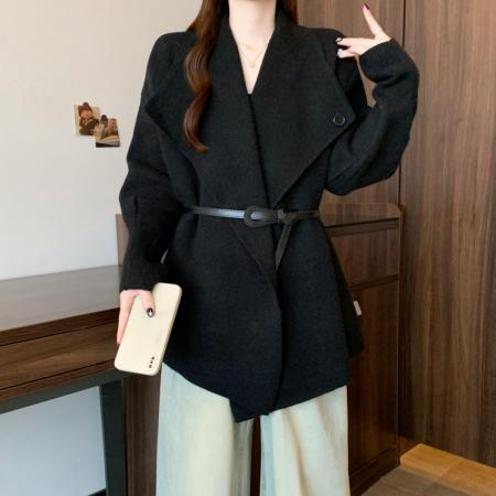 FA49195# 大码女装秋冬胖MM气质大翻领毛衣显瘦遮肉超好看针织开衫外套 服裝批發女裝批發服飾貨源