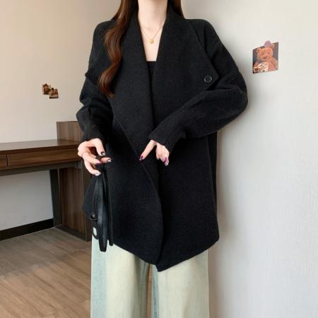 FA49195# 大码女装秋冬胖MM气质大翻领毛衣显瘦遮肉超好看针织开衫外套 服裝批發女裝批發服飾貨源