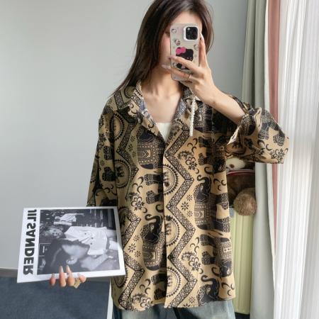 FA49197# 秋季新款大码时尚减龄韩版春秋宽松衬衫外套 服裝批發女裝批發服飾貨源