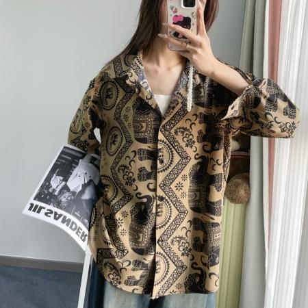 FA49197# 秋季新款大码时尚减龄韩版春秋宽松衬衫外套 服裝批發女裝批發服飾貨源