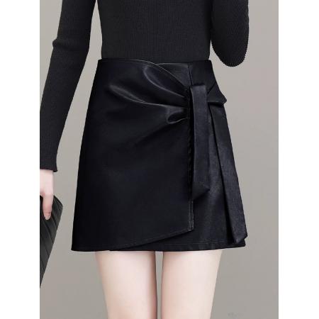 FA49201# 皮裙半身裙女秋冬新款高腰显瘦包臀裙时尚小个子a字一步短裙 服裝批發女裝批發服飾貨源