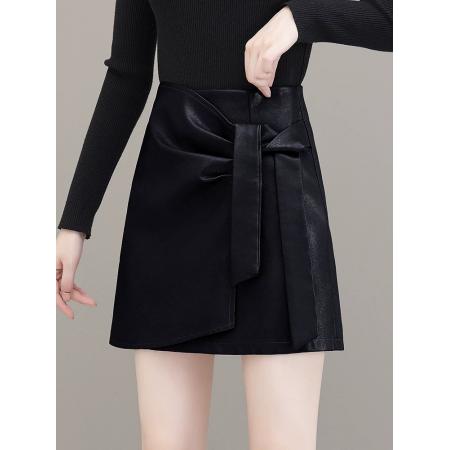 FA49201# 皮裙半身裙女秋冬新款高腰显瘦包臀裙时尚小个子a字一步短裙 服裝批發女裝批發服飾貨源