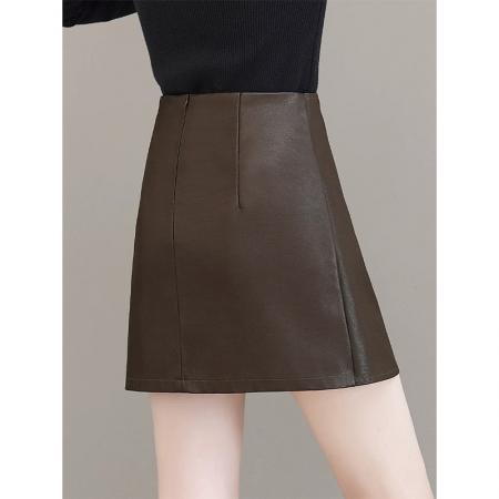 FA49201# 皮裙半身裙女秋冬新款高腰显瘦包臀裙时尚小个子a字一步短裙 服裝批發女裝批發服飾貨源