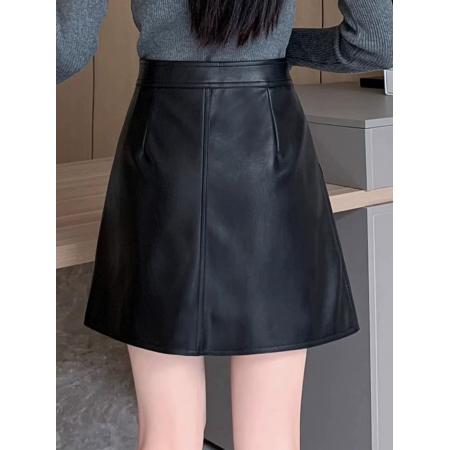 FA49202# 皮裙女秋冬季新款黑色半身裙pu小皮裙高腰显瘦a字裙包臀短裙 服裝批發女裝批發服飾貨源