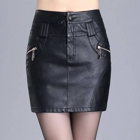 FA49204# 小皮裙女新款气质高腰秋冬显瘦PU皮短裙大码半身裙包臀一步裙 服裝批發女裝批發服飾貨源