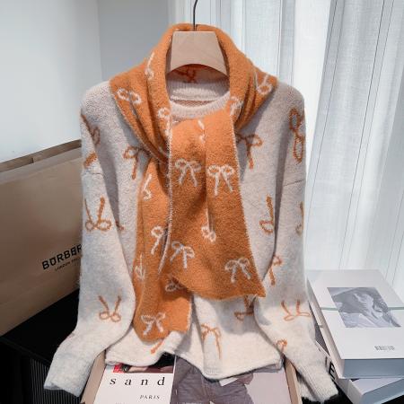 FA49208# 秋冬加厚围巾圆领套头宽松毛衣两件套小众百搭针织衫上衣 服裝批發女裝批發服飾貨源