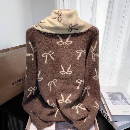 FA49208# 秋冬加厚围巾圆领套头宽松毛衣两件套小众百搭针织衫上衣 服裝批發女裝批發服飾貨源