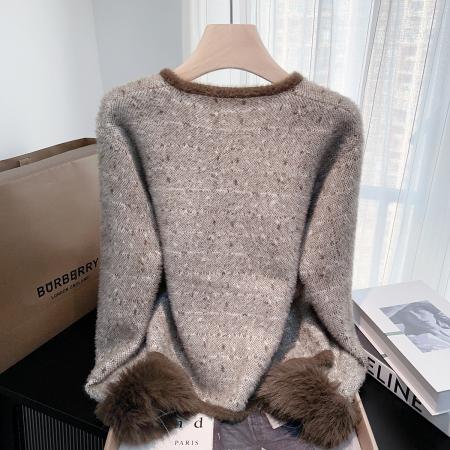 FA49210# 小香风高级感仿绒毛衣外套女秋冬新款宽松针织开衫小众上衣 服裝批發女裝批發服飾貨源