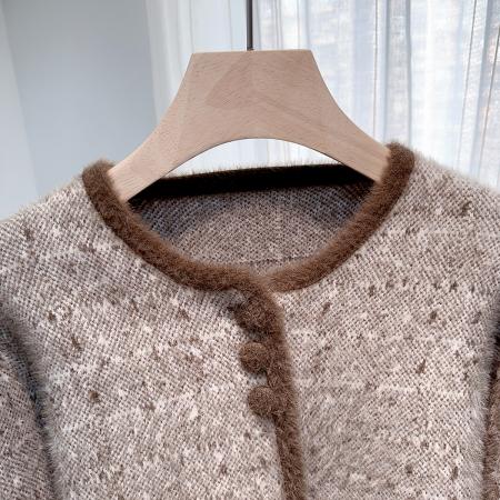 FA49210# 小香风高级感仿绒毛衣外套女秋冬新款宽松针织开衫小众上衣 服裝批發女裝批發服飾貨源