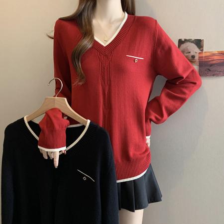 FA49223# 秋冬新款V领...