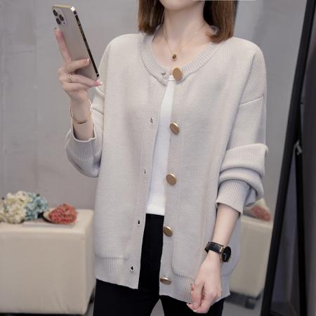 FA49225# 秋冬新款开衫针织衫外套大码女装微胖mm宽松显瘦毛衣外搭 服裝批發女裝批發服飾貨源