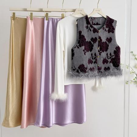 FA49235# 国风夹棉马甲女植绒提花鸵鸟毛上衣秋新款新中式盘扣坎肩背心 服裝批發女裝批發服飾貨源