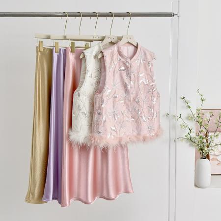 FA49239# 新中式国风女装新款秋冬季立领刺绣改良加棉时尚亮片绣花马甲 服裝批發女裝批發服飾貨源