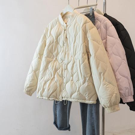 FA49241# 大码女装冬季新款设计感菱格面包服时尚宽松百搭棉衣外套 服裝批發女裝批發服飾貨源