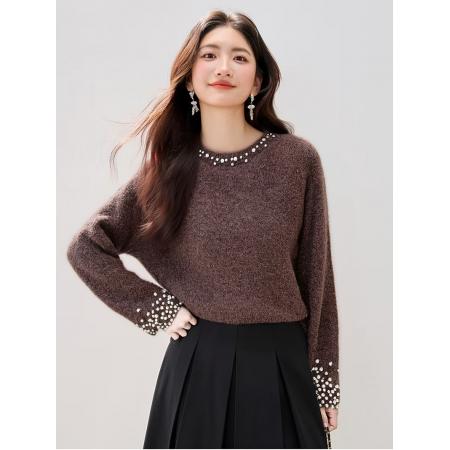 FA49246# 欧货重工钉珠针织衫女新款秋冬内搭超好看毛衣慵懒高级感冬季 服裝批發女裝批發服飾貨源