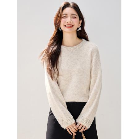 FA49246# 欧货重工钉珠针织衫女新款秋冬内搭超好看毛衣慵懒高级感冬季 服裝批發女裝批發服飾貨源