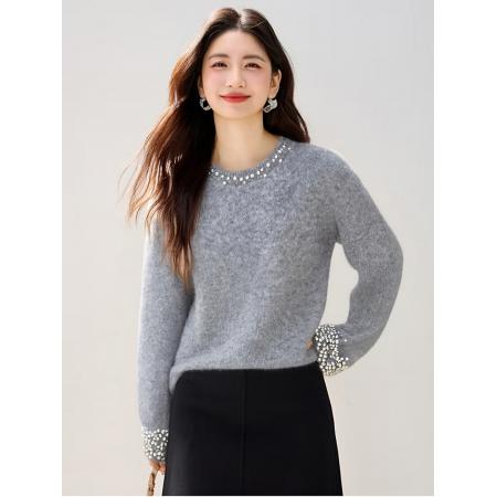 FA49246# 欧货重工钉珠针织衫女新款秋冬内搭超好看毛衣慵懒高级感冬季 服裝批發女裝批發服飾貨源