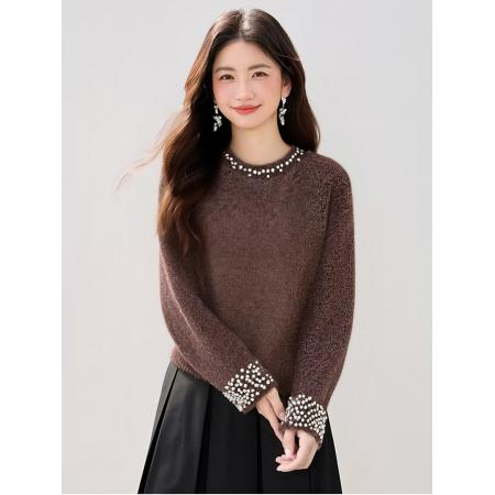 FA49246# 欧货重工钉珠针织衫女新款秋冬内搭超好看毛衣慵懒高级感冬季 服裝批發女裝批發服飾貨源