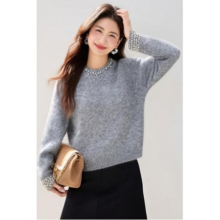 FA49246# 欧货重工钉珠针织衫女新款秋冬内搭超好看毛衣慵懒高级感冬季 服裝批發女裝批發服飾貨源