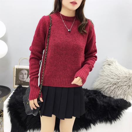 FA49250# 早秋新款女装洋气针织衫长袖上衣后背系带显瘦套头 服裝批發女裝批發服飾貨源