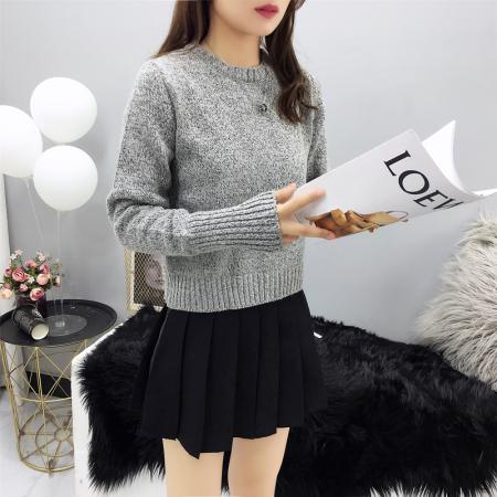 FA49250# 早秋新款女装洋气针织衫长袖上衣后背系带显瘦套头 服裝批發女裝批發服飾貨源