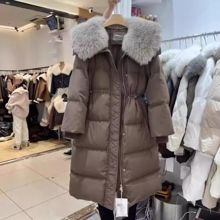 FA49264# 韩国狐狸毛羽绒棉服女中长款冬季新款收腰显瘦过膝加厚外套 服裝批發女裝批發服飾貨源