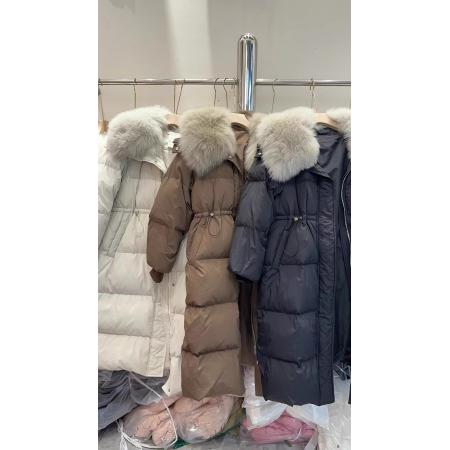 FA49264# 韩国狐狸毛羽绒棉服女中长款冬季新款收腰显瘦过膝加厚外套 服裝批發女裝批發服飾貨源