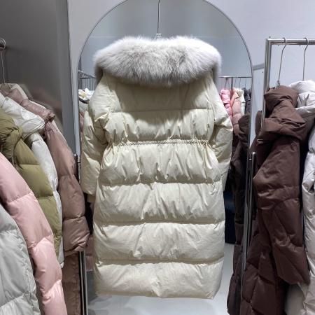 FA49264# 韩国狐狸毛羽绒棉服女中长款冬季新款收腰显瘦过膝加厚外套 服裝批發女裝批發服飾貨源