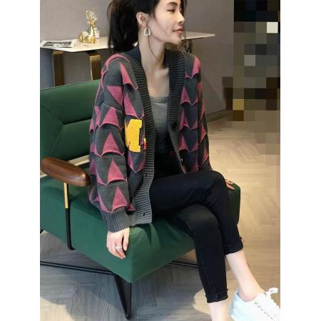 FA49285# 粉红色针织外套女设计感小众时尚小香风上衣秋季新款欧洲站 服裝批發女裝批發服飾貨源