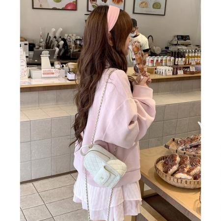 FA49287# 新款纯棉华棉薄款/加绒假两件POLO领卫衣 服裝批發女裝批發服飾貨源